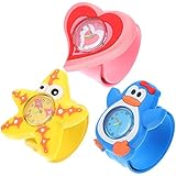 UKCOCO Slap on Watch- 3 Stück Silikon Slap Armbänder Cartoon Kinder Uhren Armband Slap Kinder Armbanduhren für Jungen Mädchen Kinder Studenten Zufällige Farben