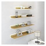 LED-beleuchtetes Schweberegal aus Aluminiumlegierung für Bar, Arbeitsplatte, Wandmontage, Lagerregal mit weißem Licht, ideal für Wohn- oder Badezimmerdekoration (Gold, 100 x 20 cm)