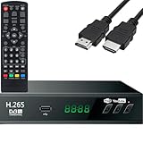 Retoo DVB-T2 HD Receiver mit H.265 HEVC, Digitalreceiver mit HDMI, SCART, PVR Aufnahmefunktion, Timeshift & USB, Full HD TV Tuner für Kabelfernsehen, Fernbedienung und HDMI Kabel