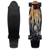 Arrow Board - 22 und 27 Zoll Skateboard, KMX Mini Cruiser Skateboard für Kinder, Jugendliche und Erwachsene, Retro Stil Penny Board (27 Zoll Flamme Feuer)
