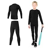 TBoonor Thermounterwäsche Kinder Skiunterwäsche Set Sport Funktionsunterwäsche Jungen Atmungsaktiv Fussball Thermo Unterwäsche Winter Sportunterwäsche Warme Thermohose und Thermoshirt