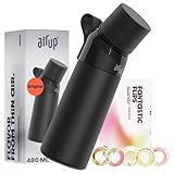 air up® Twist Pro Flasche Steel Starter Set Original aus Edelstahl inkl. Pods in 5 Geschmacksrichtungen, zuckerfrei I 480ml Isolierflasche mit Geschmack, hält Wasser 14 Std. kalt I Schwarz