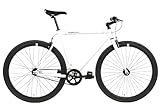 FabricBike Original - Single Speed Fixie Bike, 28 Zoll, Fixed Gear, Singlespeed Fahrrad Retro, Fixie-Räder, Hi-Ten Stahlrahmen, 10,45 kg (Größe M). (White & Black, M-53cm)