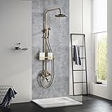 LYFHJD Badezimmer Chrom Thermostatische Duscharmatur Regenfall Duschkopf Wandmontage Wannenarmatur Wasserhahn Bad Duschset-12 Zoll 16 Zoll Set