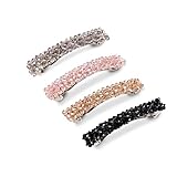 4 Stück Haarspangen Damen, Kristallen Haarspangen Mädchen für Dünnes Haar und Dickes Haar - Rechteckig Französische Automatische Haarspangen Haarnadel Blume Große Haarclips für Frauen Haarschmuck