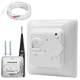 GOMETY Mechanisch Raumthermostat Fußbodenheizung Elektrisch Unterputz, Elektrische Fusbodenheizungsregler 16A mit 3m Externer Fühler und LED-Anzeige für präzise Temperaturregelung (Cremefarben)