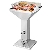 Trichtergrill, Holzkohlegrill edelstahl, Portable Campinggrill ，Familiengrill, strandgrill,3-fach höhenverstellbarem Grillrost,Ascheschublade und Lüftungsregler, 63 * 48 * 91,5cm,Leicht zu reinigen