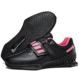 NGARY Gewichtheberschuhe für Herren, Powerlifting-Schuhe, Fitnessschuhe rutschfest Weightlifting Shoes für schweres Heben, Kreuzheben, Kniebeugen,Black pink,41 EU