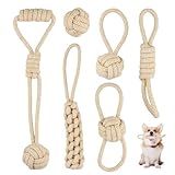 Mapille Hundespielzeug Set, 6 Stück Hunde Kauspielzeug Seil, Hundeseile Spielzeug aus Baumwolle & Hanf, Interaktives Kauspielzeug, Hundespielzeug Seil für Welpen, Kleine, Mittelgroße Hunde