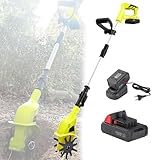 VFMVOYNZ Elektrischer Gartenfräse, Akku-Grubber mit 2×4000-mAh-Akku und Ladegerät, 10,5 cm Fräsbreite, 25 cm Arbeitstiefe für die Bodenbearbeitung