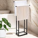 Handtuchhalter Stehend Handtuchständer freistehend Schwarz Handtuchhalter ohne Bohren Badetuchhalter Handtuchstange Halter für Dekoratives Badezimmer, Wohnzimmer, Küche