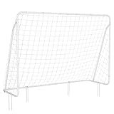 SONGMICS Fußballtor für Kinder, Fußballnetz, schnelle Montage, für Garten, Hof, Park, Strand, Eisenrohre, Netz aus PE, 215 x 76 x 150 cm, Weiß SZQ215W01