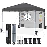 Yaheetech Pop up Pavillon 2,5×2,5m Faltpavillon mit 1 Seitenwand & Aufbewahrungstaschen Höhenverstellbar Partyzelt Wasserdicht Stabil Gartenpavillon Winterfest, Dunkelgrau, 2,5 × 2,5 M