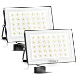 papasbox 2 Stück 100W LED Strahler Außen | Scheinwerfer 6500K Kaltweiß 10000LM Außenstrahler IP66 Wasserdicht Fluter für den Außenbereich Garten Garage Hof