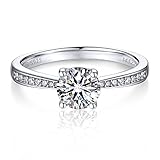 MomentWish Verlobungsring Damen, 1Carat Moissanit Diamant Ring Damen, VVS1 D Farbe 925 Sterling Silber, Verlobung Hochzeit Geschenk Ring für Frauen-Größe55