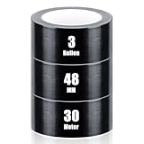 iuqiepo 3 Rollen Panzertape, Gewebeklebeband 30m x 48mm, Wasserfestes Reparaturband für Innen und Außen, Hochklebendes Panzertape Schwarz, Handreißbares Panzerband