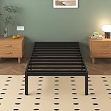 Lutown-Teen Metallbett 90x200 cm mit Rundes Beine, 36cm Höhe Bettrahmen Einzelbett mit Metall Lattenrost, Schwarz