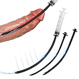 BDSMJOY 3 PCS Harnröhren Dilatatoren + Spritze,Silikon Dilator Harnröhre 245 MM mit 5 Wasserauslass,Plugs Sexspielzeug Set,Prostata Stimulation erotisches Sexspielzeug für Männer Solo (Schwarz)