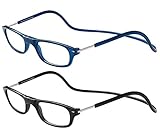 TBOC Pack: Lesebrille Lesehilfe für Herren Damen – (Zwei Einheiten) Dioptrien +3.00 Blau und Schwarz Fassung Stärke PC Handy Faltbar Frau Mann Magnetverschluss Clip Alterssichtigkeit Presbyopie