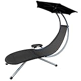 RANSENERS Gartenliege mit Verstellbarem Sonnendach und 195x68cm Großzügige Liegefläche - Bequeme Schwebeliege Pure Entspannung im Garten und Terrasse