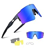 BangLong Polarisierte Sonnenbrille, Fahrradbrille Herren Damen UV 400 Schutz mit 3 Wechselgläser, Schutzbrille Sportbrille für Outdoorsport Radfahren Laufen Golf