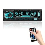 Autoradio Bluetooth 5.1, Auto Radio Bluetooth mit 7 Farben Licht Einstellbar, 2.1A Ladefunktion, Auto Radio mit Freisprecheinrichtung, FM/AM Fernbedienung, 2USB/AUX/TF/MP3 Player
