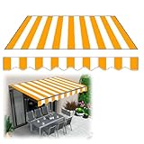Markisenstoff-Ersatz für Oberdach, Gelb-Weiß Gestreift, UV-Schutz-Terrassensonnenschutz, Fenstermarkise für Fenster, Garten, Türen(350x300cm)
