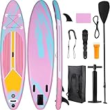 Stand Up Paddling Board 305cm Adults SUP Aufblasbares Stand Up Paddle mit Allem Zubehör, für Aller Fähigkeitsniveaus, 200kg Tragkraft für 2 Personen (Rosa)