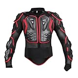 M&Catree Motorradjacke Körperpanzer Oberkörperschutz für Motorcross Motorradrennen Schutzausrüstung - Schwarz Rot, 4XL