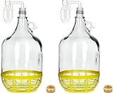 lilawelt24 2 x Set 5L Flasche +Gummistopfen + Gärröhrchen Gärballon Weinballon Gärbehälter/brauen/Wein Machen/Glasflasche