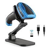 JRHC Barcode Scanner Wireless, Wiederaufladbare 1D Laser Kabelloser Scanner, Handscanner Kabellos Vielseitig 2 in 1 2.4Ghz und USB 2.0