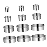 FONDOTIN 12 Stück Teiliges Muffin Tortenring Edelstahl Hitzebeständig Formstabil mit Praktischer Aufbewahrungsbox Glatte Oberfläche für Einfache Reinigung und Dessertpräsentation