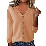 Damenpullover Langarm Pullover Gestreift Damen Button Down V Neck Knit Sweater Jacket Lightweight Comfy Open Front Cardigan Coats Grobstrickpullover 1-1-a S
