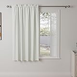 Pacok Verdunklungsvorhänge 1er Set Gardinen Blickdicht Thermo Hitzeschutz Gardine Lichtundurchlässig für Schlafzimmer Wohnzimmer,Beige Kurz Vorhänge Verdunkelnd H 137 x B 113 cm