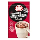 RUF High Protein Cremepudding Schoko, Schoko-Pudding aus der Tasse mit 13g Protein pro Portion, einfache Zubereitung ohne Kochen, glutenfrei, 1 x 59g