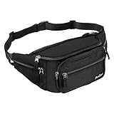 ProCase Bauchtasche Gürteltasche Wasserdicht Hüfttasche für Herren und Damen Klein Nylon Fanny Pack mit 6 Reißverschlusstaschen für Outdoor Reisen Sport Wandern Joggen Hundespaziergänge