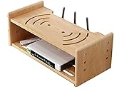 WiFi-Router-Box, Wireless-Router-Aufbewahrungsregal Wireless-Router-Aufbewahrungsbox Massivholz WiFi-Set-Top-Box-Rack Multimedia-Dekoration für Zuhause und Büro (Farbe: Holzfarbe,