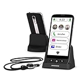 swissvoice - Smartphone S510-C + Verstärker-Funktion + Handykette + Zusatz-Ladegerät - Einfach zu bedienen - Lautsprecher-Ladegerät enthalten - Senior Smartphone 4G - Schwarz