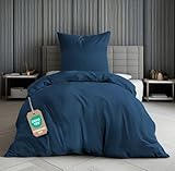 MALIKA Bettwäsche 155x220 Baumwolle Sets, Uni einfarbig, Bettbezug 155 x 220 cm, Kissenbezug 80x80 cm, Renforcé, Oeko-TEX Bettwäsche mit Reißverschluss
