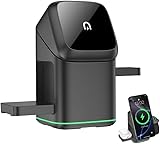 Subsistenceed Touch-Pop-Up-Ladestation für mehrere Geräte, 3-in-1 kabelloses Ladegerät, 15 W, schnelles, magnetisches, automatisch rotierendes Smart-Ladegerät, Ständer für Handys, Uhren, mehrere