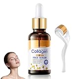 Kollagen Gesichtsserum mit Mikronadel-Roller,Anti Aging Serum gegen Falten,Pigmentflecken Entferner Gesicht,Feuchtigkeitsspendendes Hyaluron Serum für straffere Haut,Gesichtspflege Geschenk für Frauen