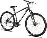 HILAND Mountainbike MTB Hardtail mit 29 Zoll Speichenrädern 431MM Aluminiumrahmen 21 Gang Schaltung Scheibenbremse Federgabel grau/schwarz/Silber