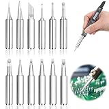 900M-T Lötspitzen Set 12 Stück Lötkolben Spitzen Ersatzlötspitzen für Lötstationen, Lötkolbenspitze mit Kupferkern und Plattierung