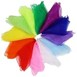 AUXHCYL 12 Stück Jongliertücher, Chiffontücher für Tanzen, 60 x 60cm Seidentücher Baby, Square Bunte tücher für Kindergarten Kindershow & Erwachsene, Jonglieren und Sensorisches