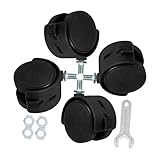 ELAYARD 4 Stück Bremse Universalrad Werkbankrollen Rollen Einschrauben Hochleistungs -caster -räder Austausch Der Schreibtischstuhlräder Workbench Casters Black Kunststoff