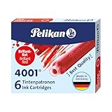 Pelikan Standard-Tintenpatronen 4001 Tinte Brillant-Rot, 6 Stück