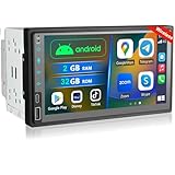 7 Zoll Doppel Din Autoradio mit Wireless CarPlay, Android Auto CarPlay Radio mit Bildschirm, 2+32G Android Autoradio Bluetooth Car-Play Display mit Navi, WiFi, AM/FM/RDS, AUX/SWC, GooglePlay