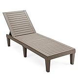 GIANTEX Sonnenliege Gartenliege Holzoptik, Relaxliege Kunststoff Liege mit 5-stufig Verstellbarer Rückenlehne, Terrassenliege Strandliege bis 180 kg belastbar, Liegestuhl 190x57,5x29 cm (Hellbraun)