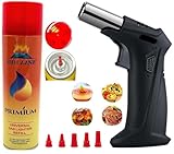 SMHLINE® Flambierbrenner inkl. 1x Gas 300 ml, Feuerzeuge 1300 ℃, Bunsenbrenner, Feuerzeuggas, Crème Brûlée Nachfüllbarer Lötbrenner mit Sicherheitsschloss für die Küche, Camping