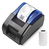 Bisofice Bondrucker 58mm USB/Bluetooth Bondrucker Desktop Thermodrucker Belegdrucker mit 1 Rollen Papier, Kompatibel mit Windows/Linux/Android/iOS,Unterstützung ESC/POS-Befehl